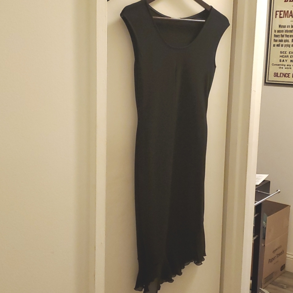 NWOT Wolford Sleeveless Dress Asymmetric Ruffle Hem, Black - Picture 3 of 7